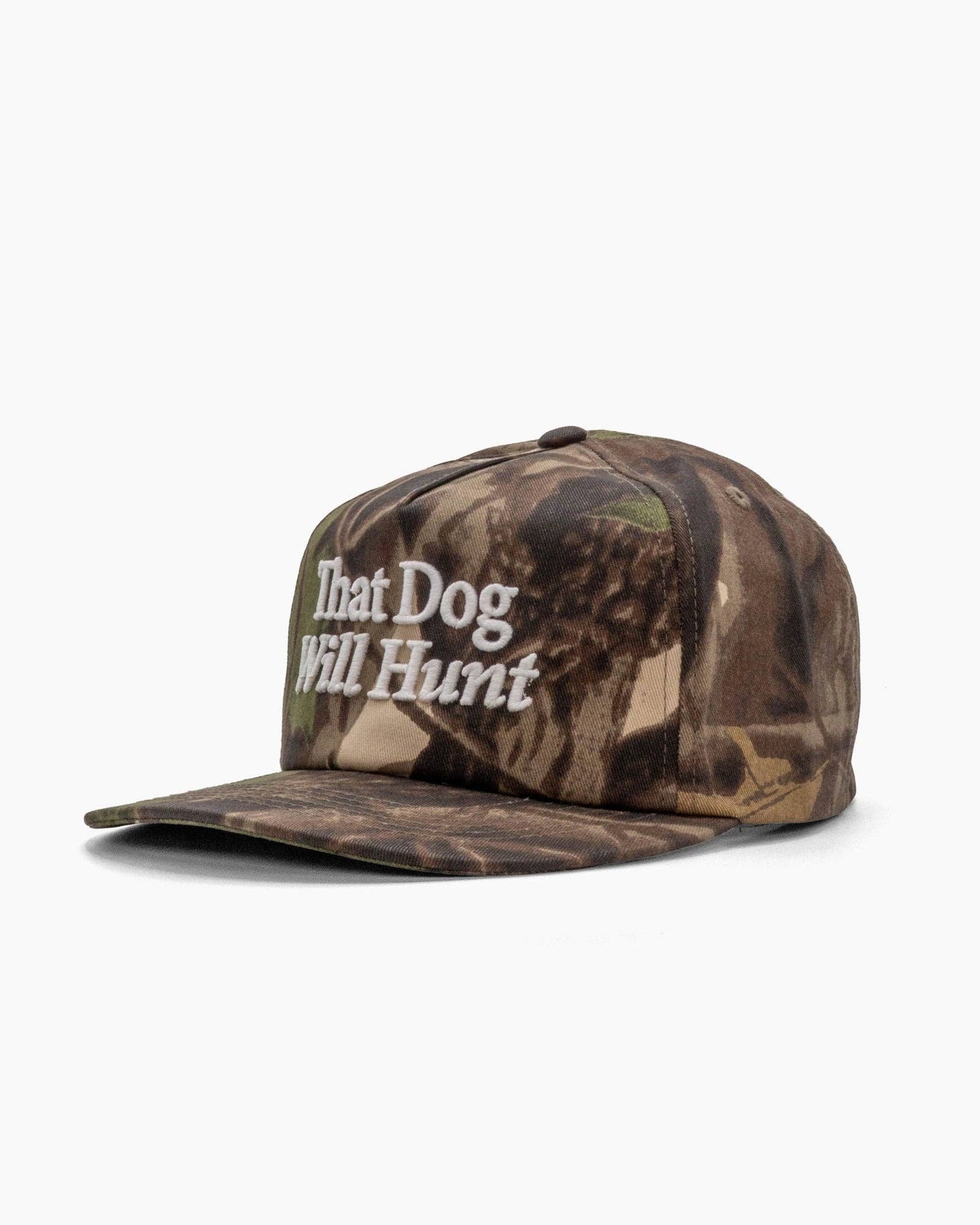 That Dog Will Hunt | 5-Panel Unstructured Hat | Woods Camo