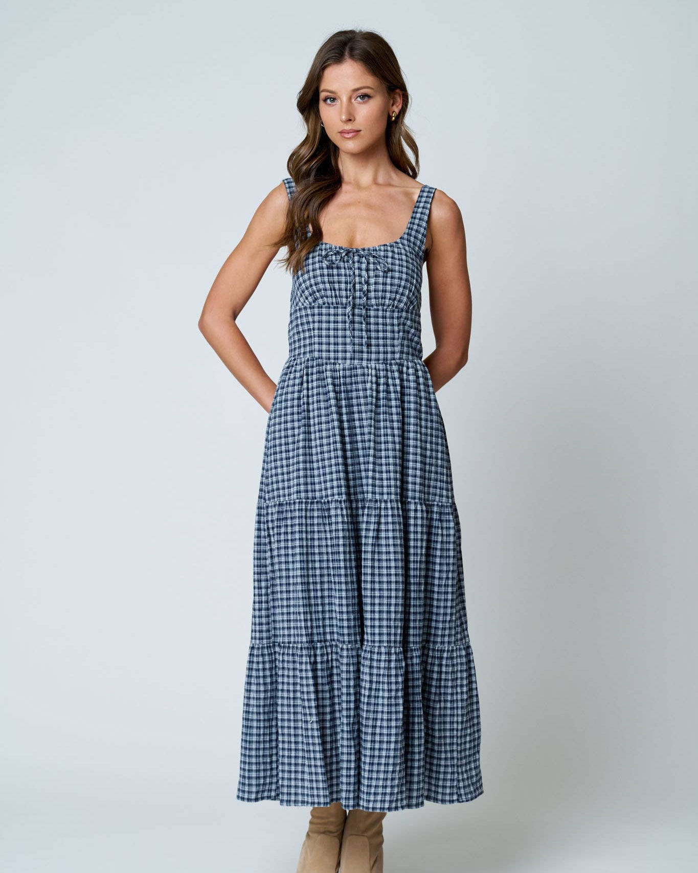 Plaid Corset Midi Dress – Some Apparel
