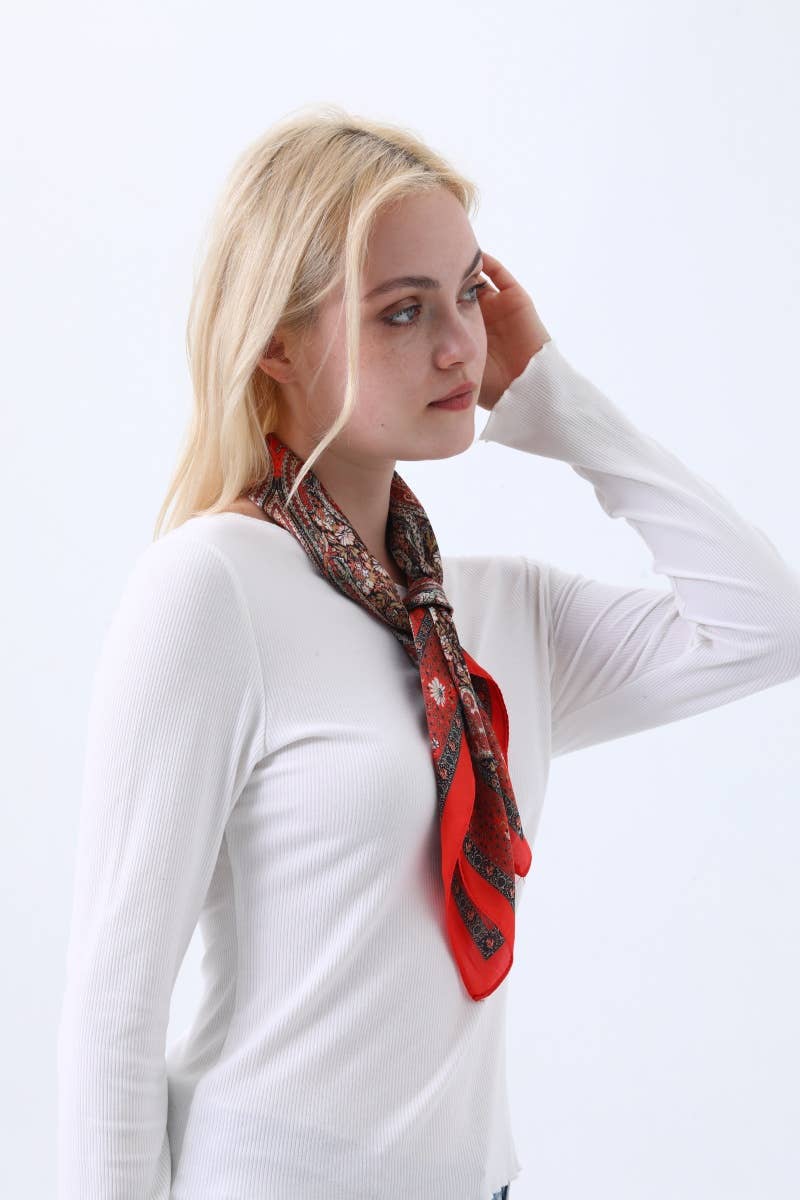 Paisley Print Silk Square Scarf