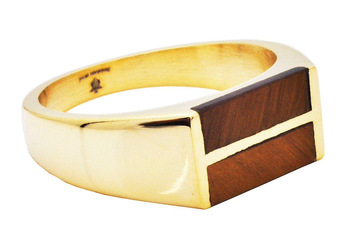Gold Bar Ring w/ Brown Tiger Eye