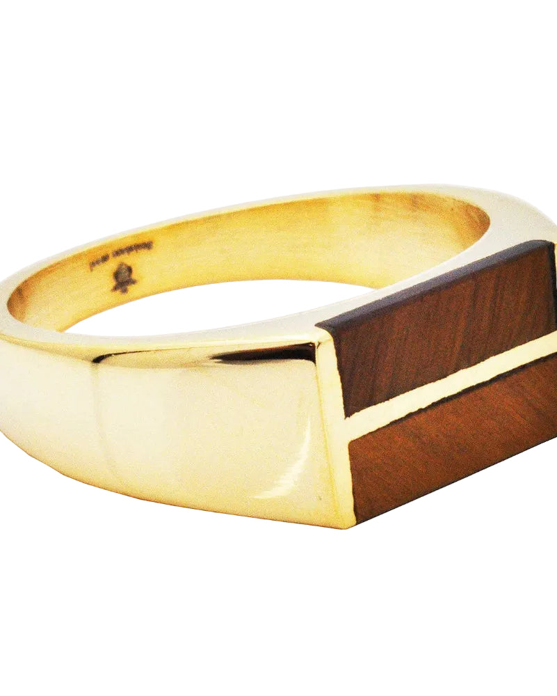 Men’s Gold Plated Tiger Stone Bar Ring
