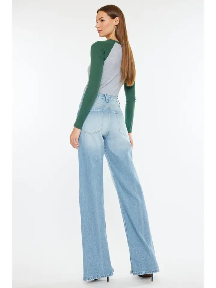 High Rise Wide Slit Jeans