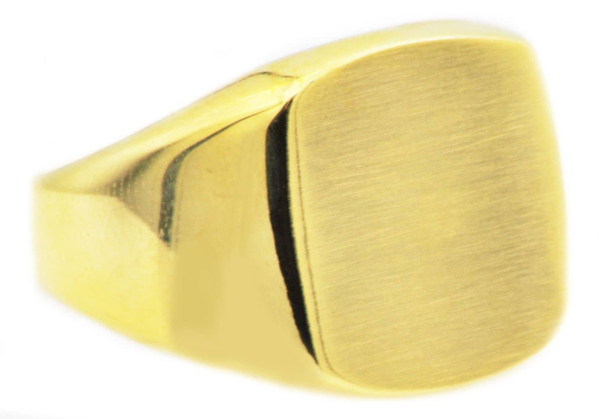 Men's Gold Stainless Steel Signet Ring