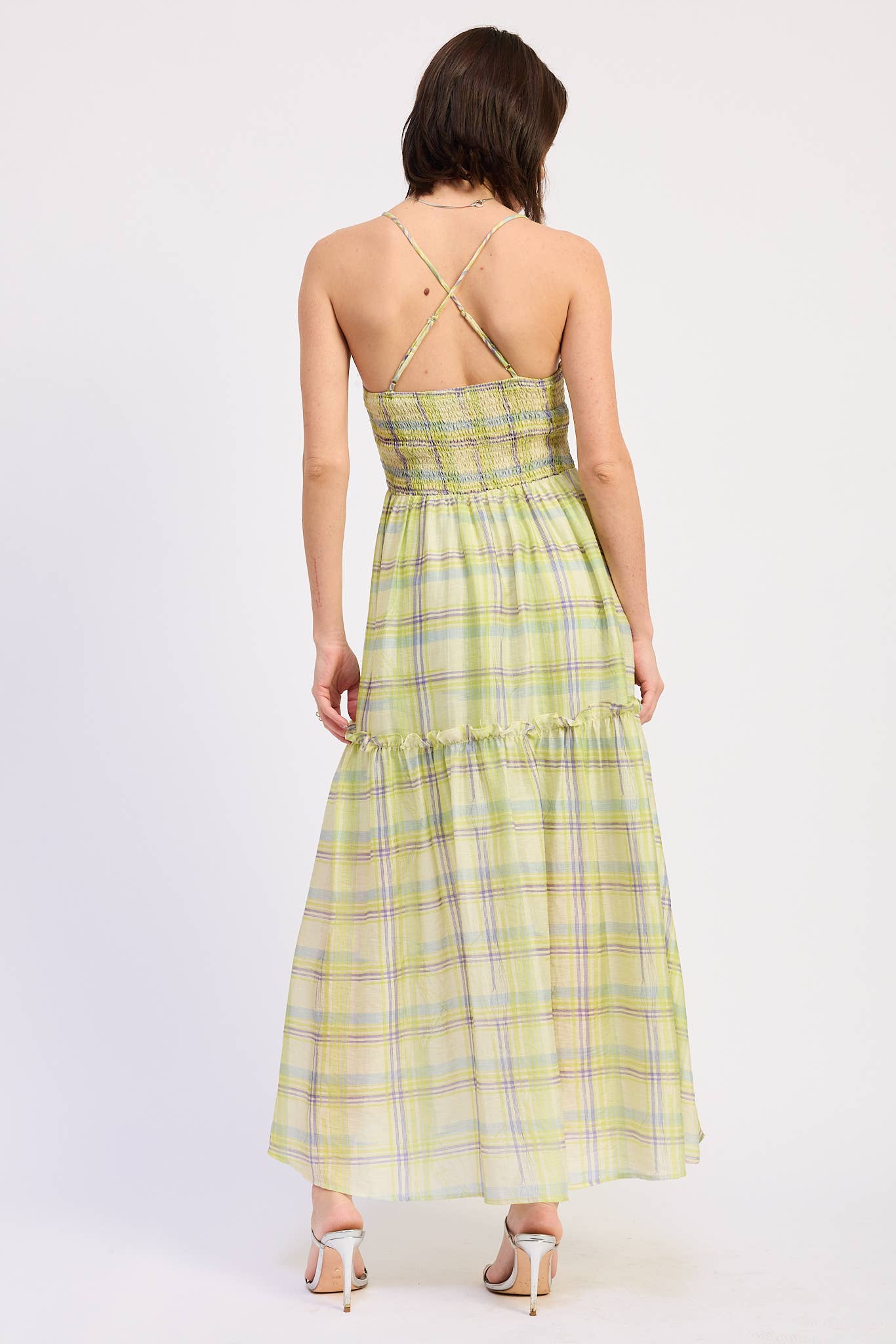 Plaid Smocked Maxi Dress