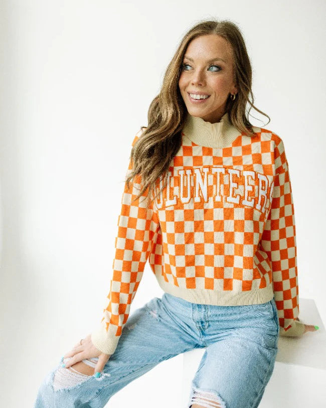 Tennessee Checkerboard Cropped Sweater