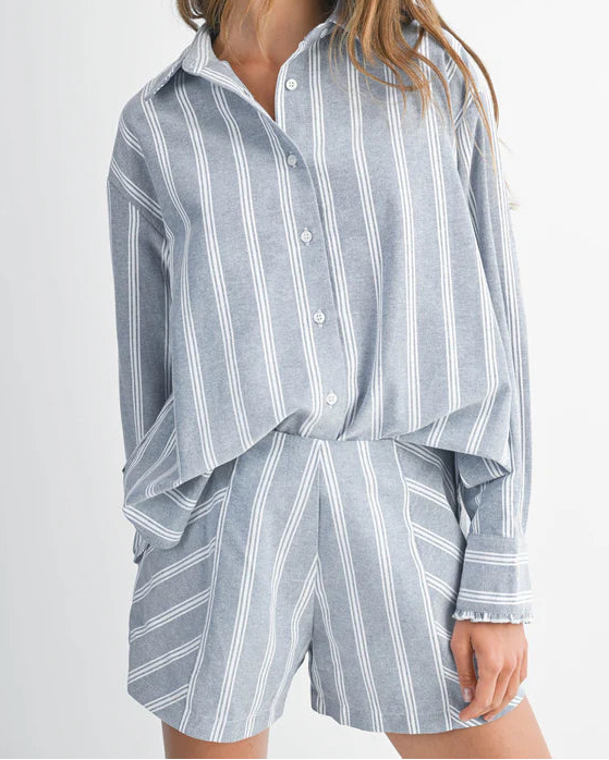 Blue Pinstripe Shorts