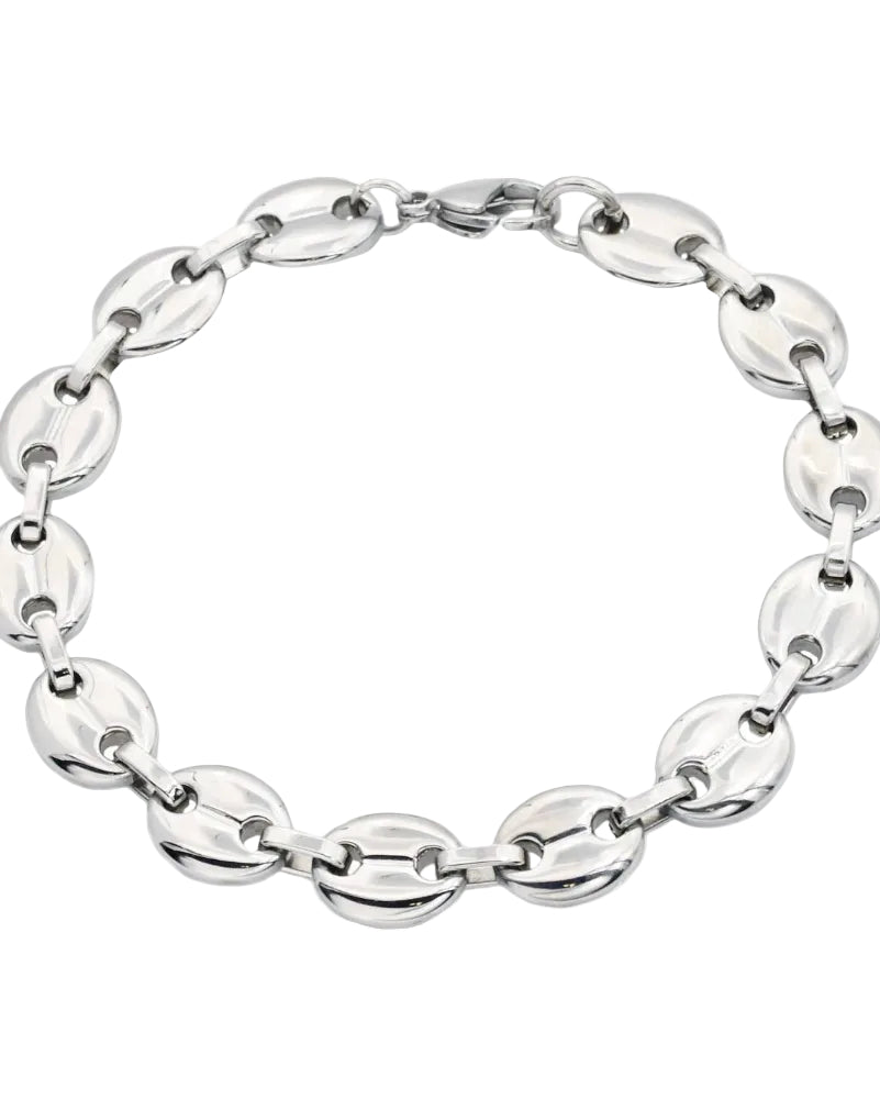Stainless Steel Puff Mariner Link Bracelet
