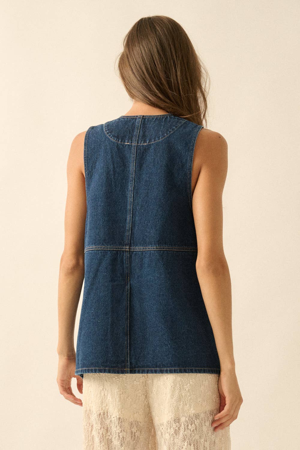 Denim Snap-Front Vest
