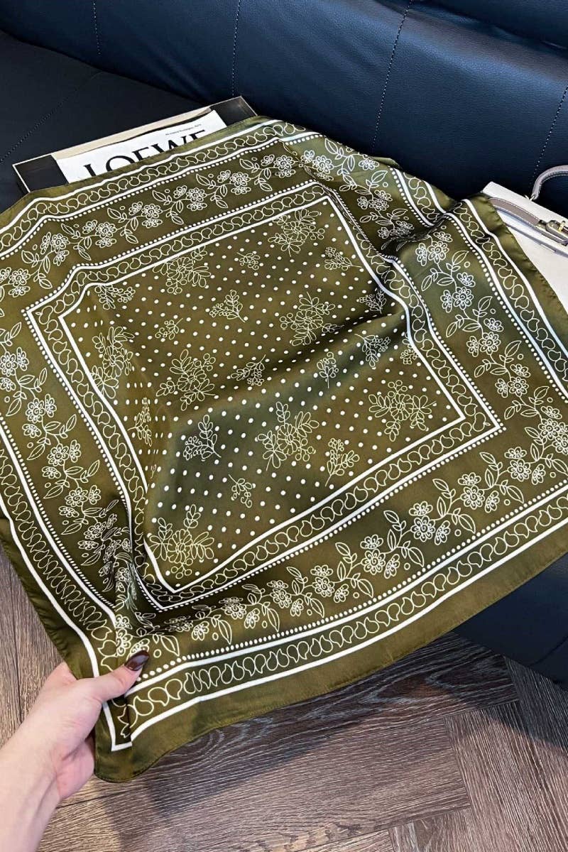 Floral Dot Satin Square Scarf