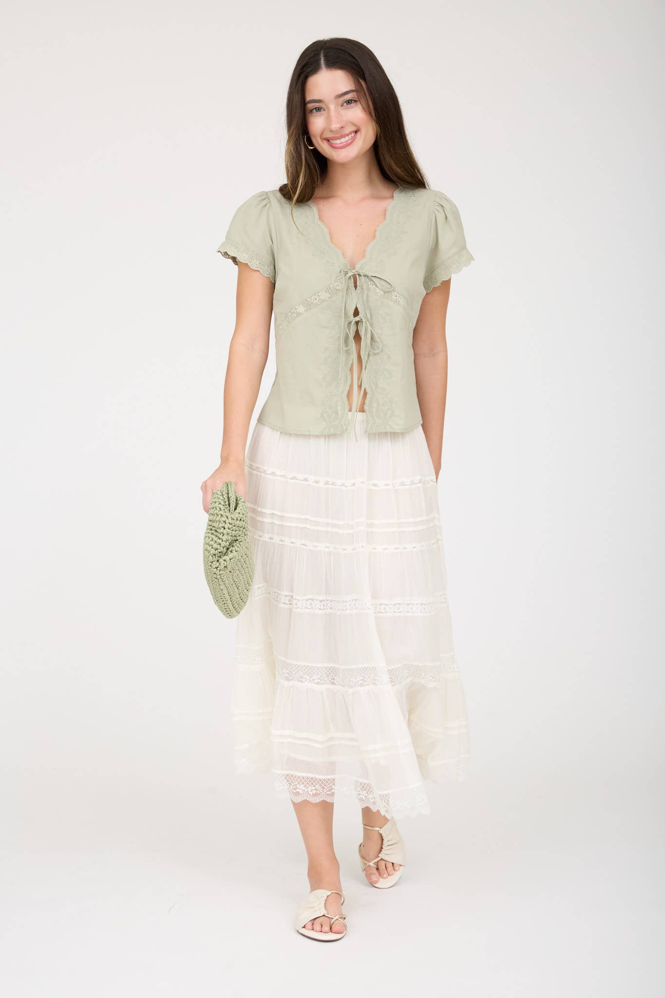 Scalloped Embroidered Top