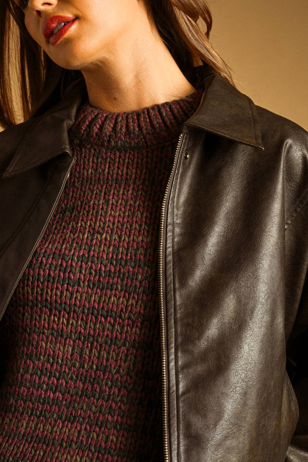 Leather bomber jacket
