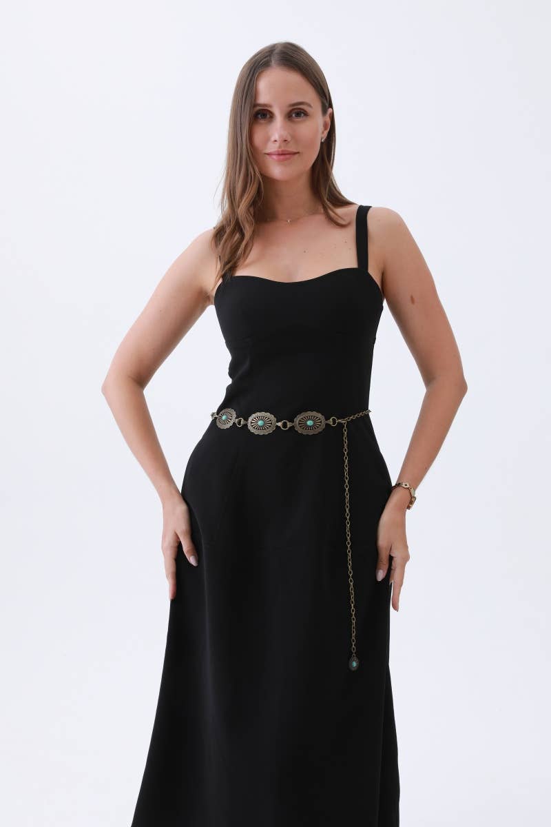 Vintage Turquoise Chain Belt – Classic Western Elegance