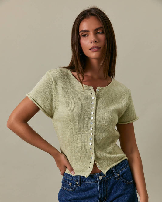 Cap Sleeve Button Down Cardigan