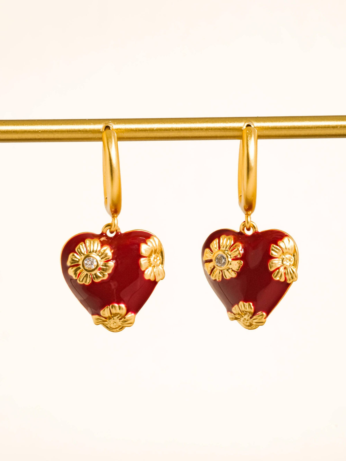 Bea 18K Gold Vintage Floral Heart Earrings