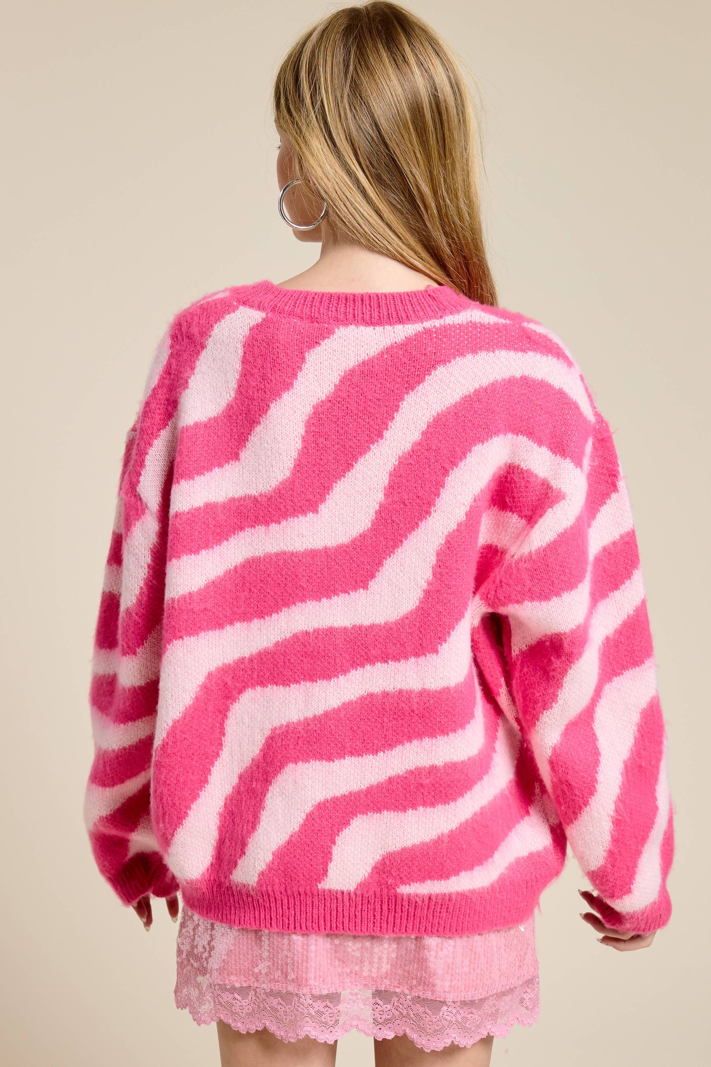 Wavy Stripe Oversized Knit Sweater