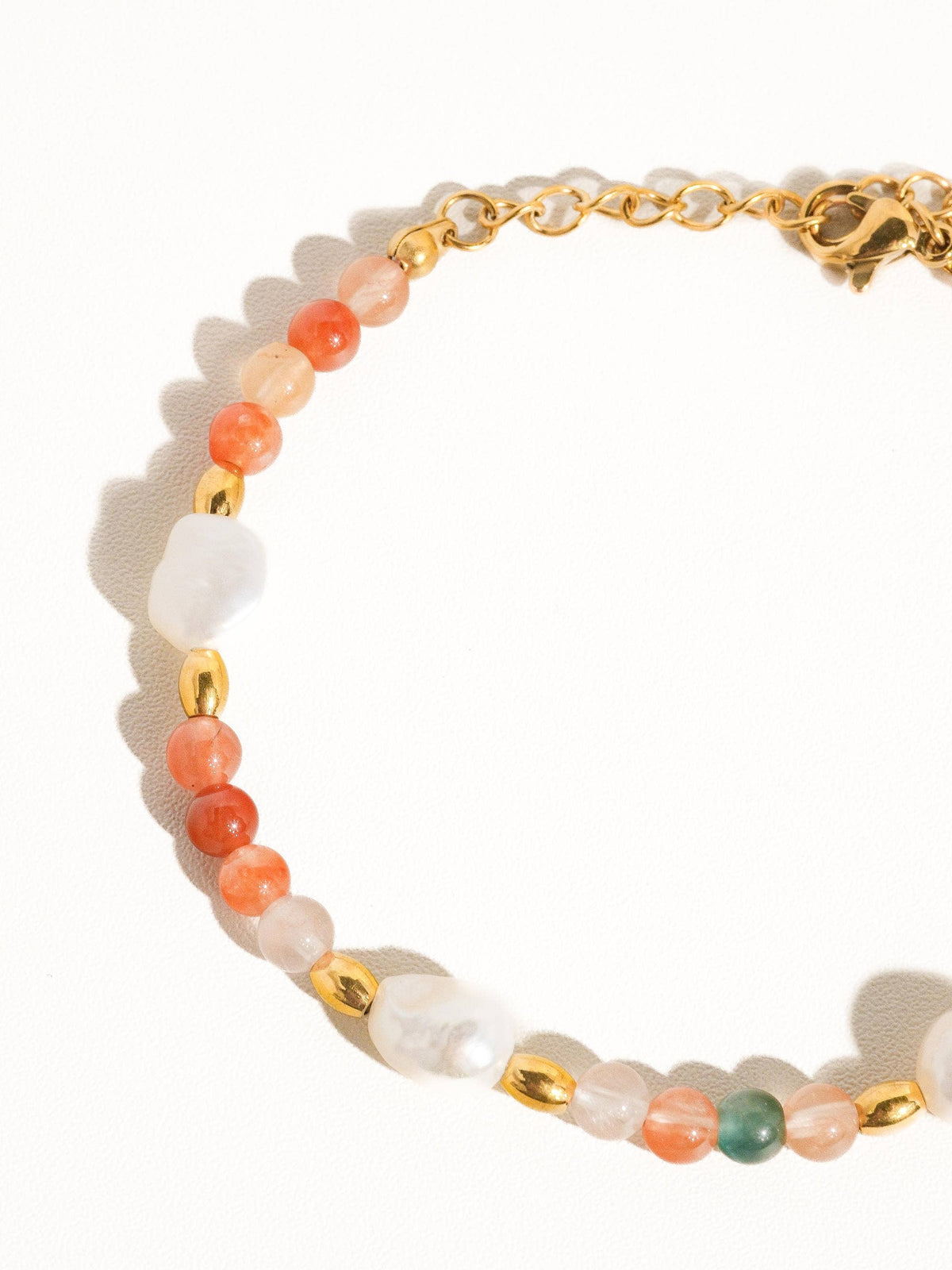 18K Non-Tarnish Bohemian Stone and Bead Bracelet
