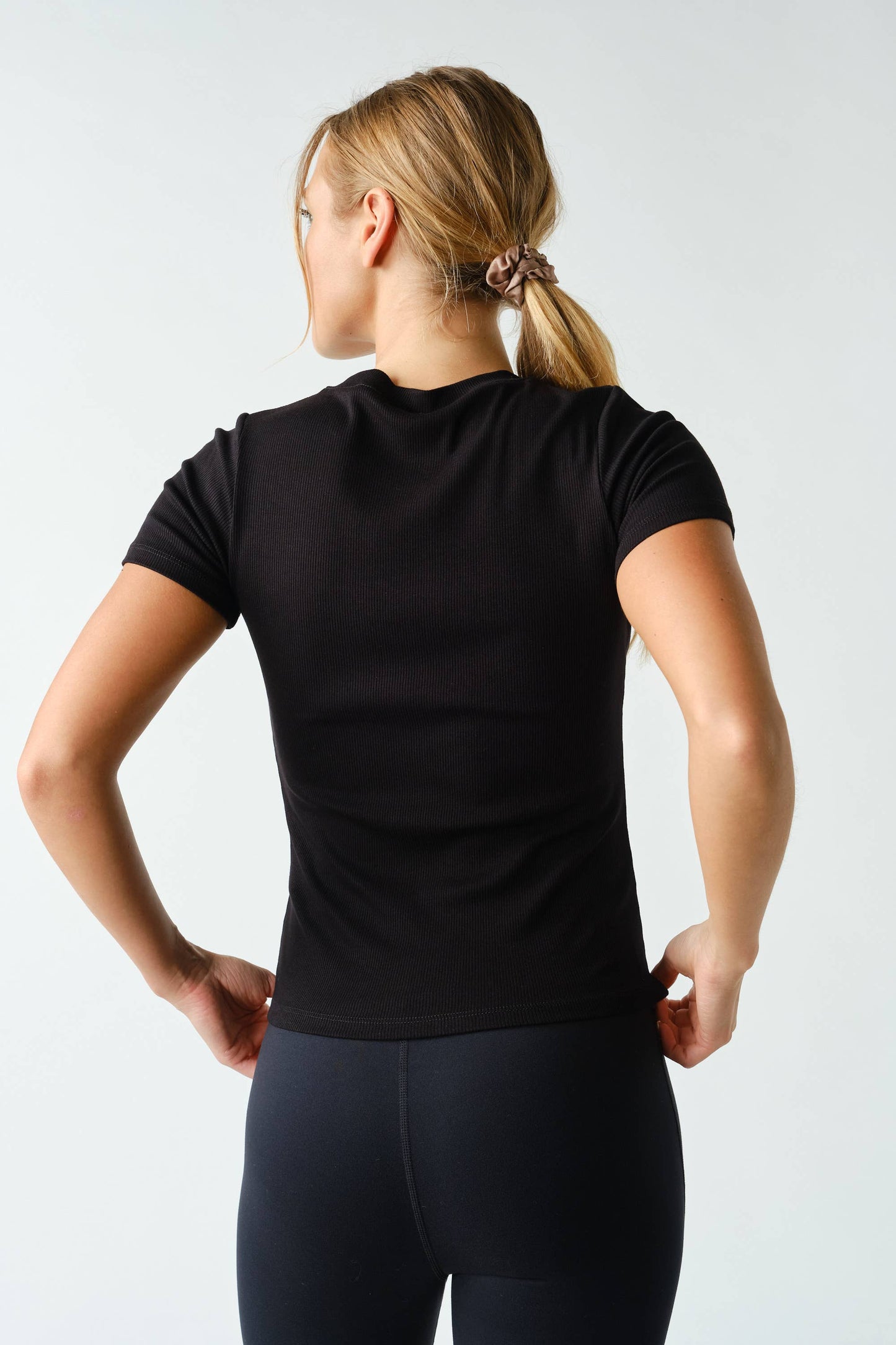 Essential Short-Sleeved Micro-Ribbed Athleisure Top