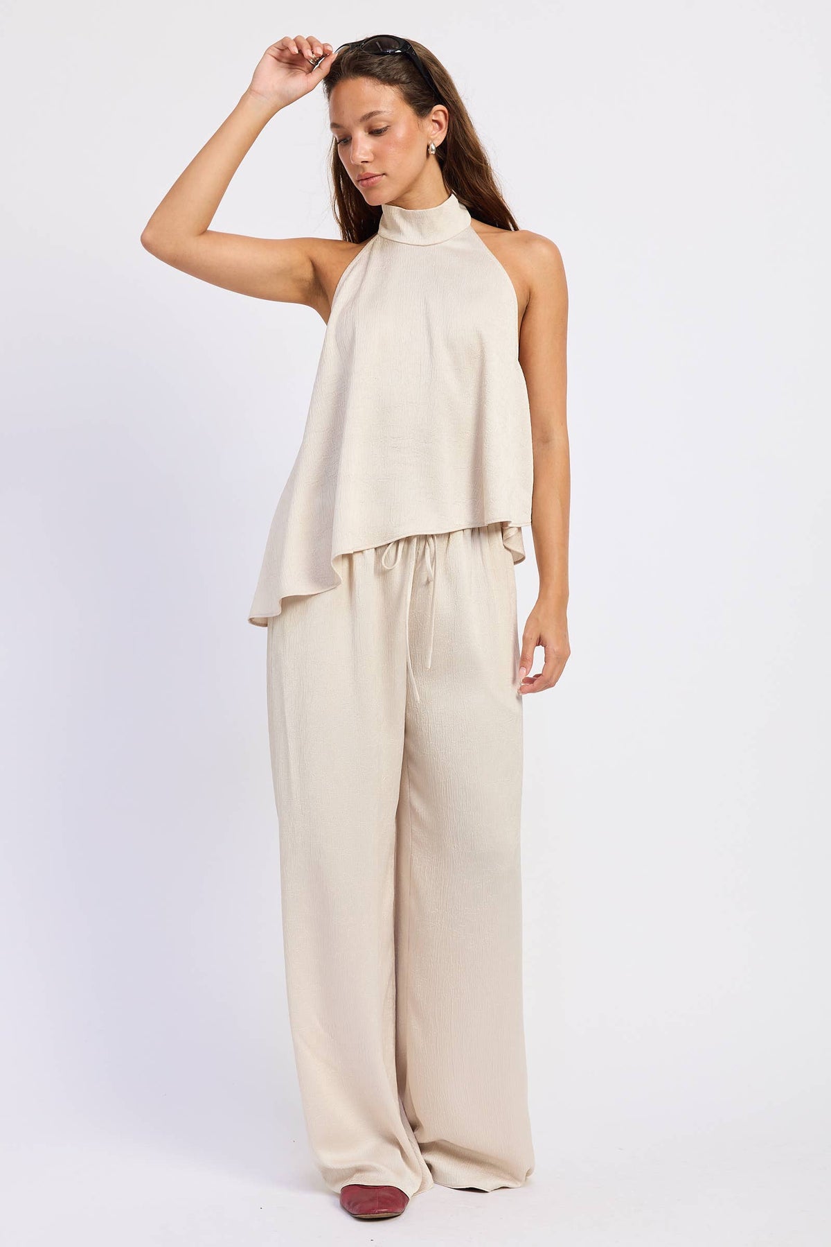 OPEN BACK ASYMMETRICAL HALTER TOP
