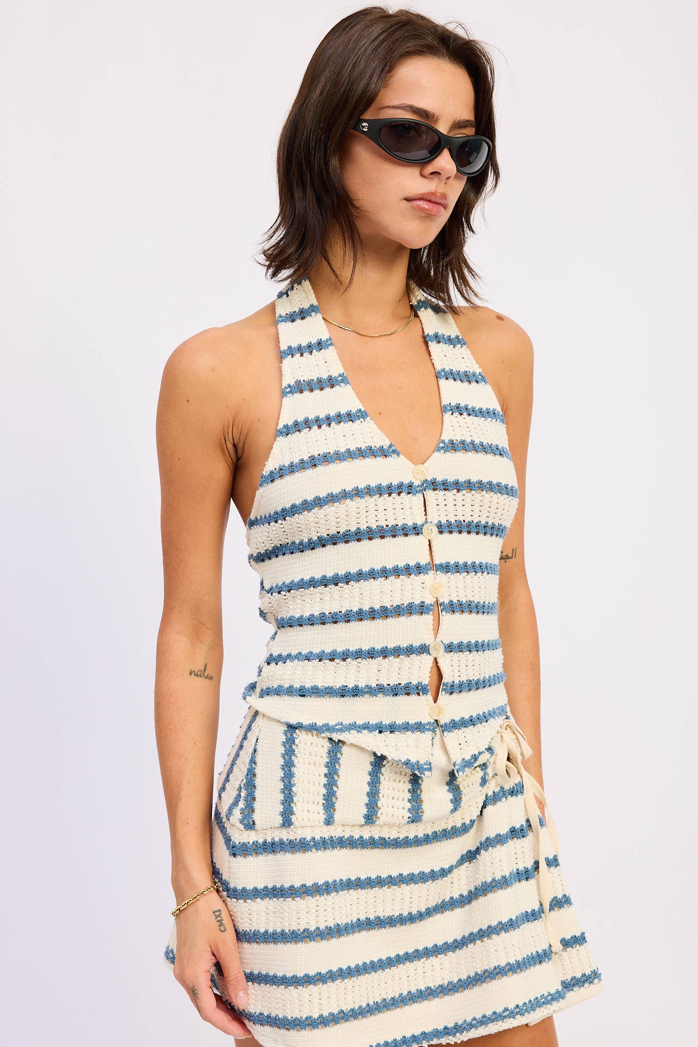 Striped Knit Halter Top