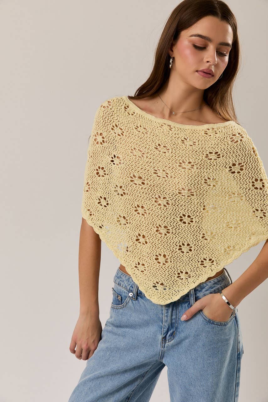 OPENWORK DETAIL SWEATER PONCHO