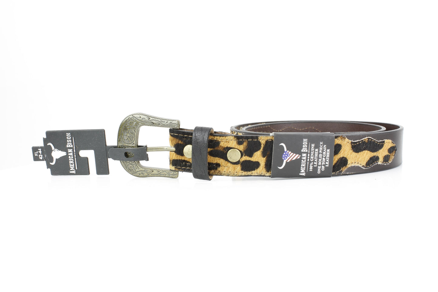 Western Black Leather Belt Hair-on-Hide