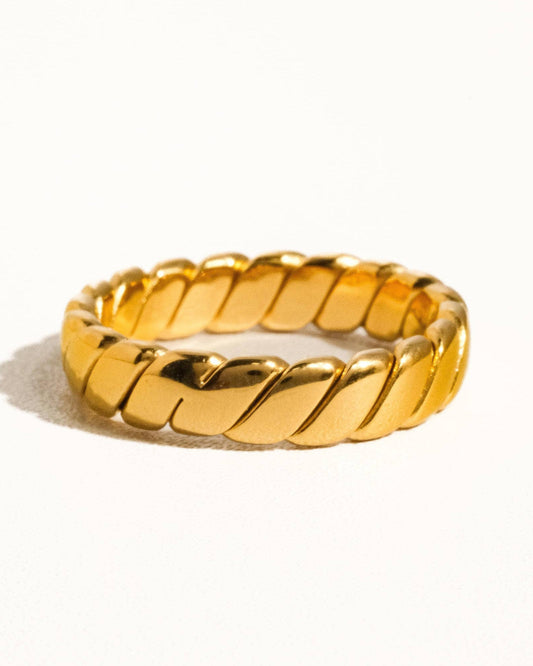 Pierre 18K Gold Non-Tarnish Braided Stack Ring
