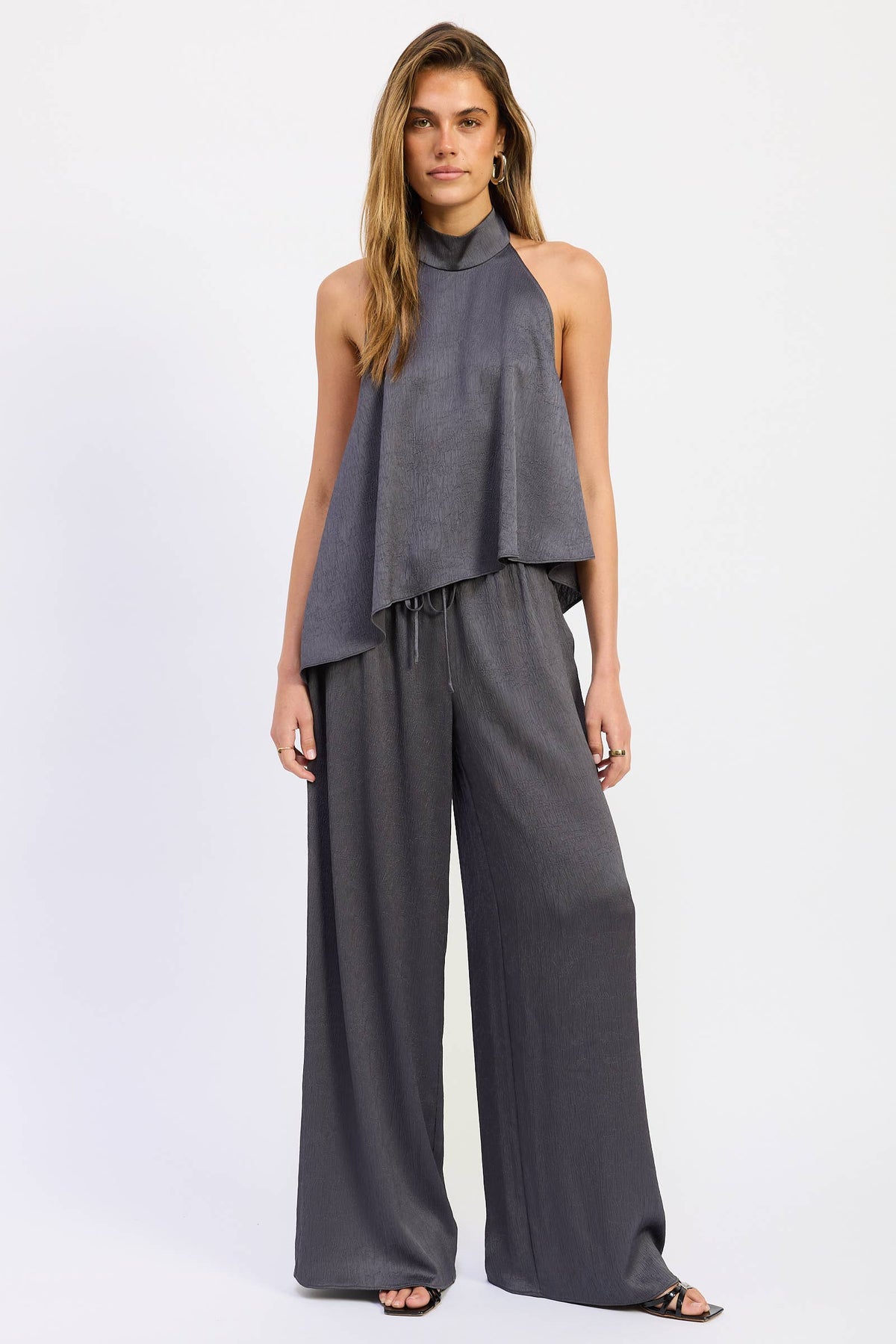 OPEN BACK ASYMMETRICAL HALTER TOP