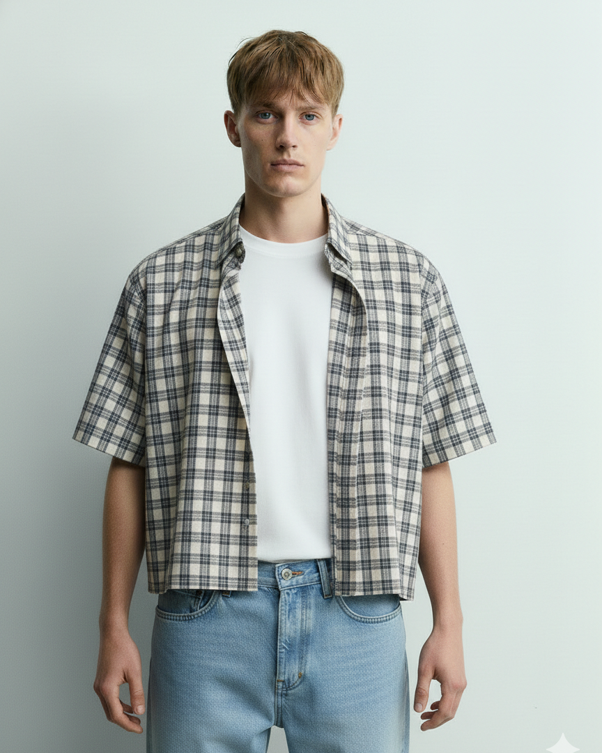 Plaid Boxy Button Up
