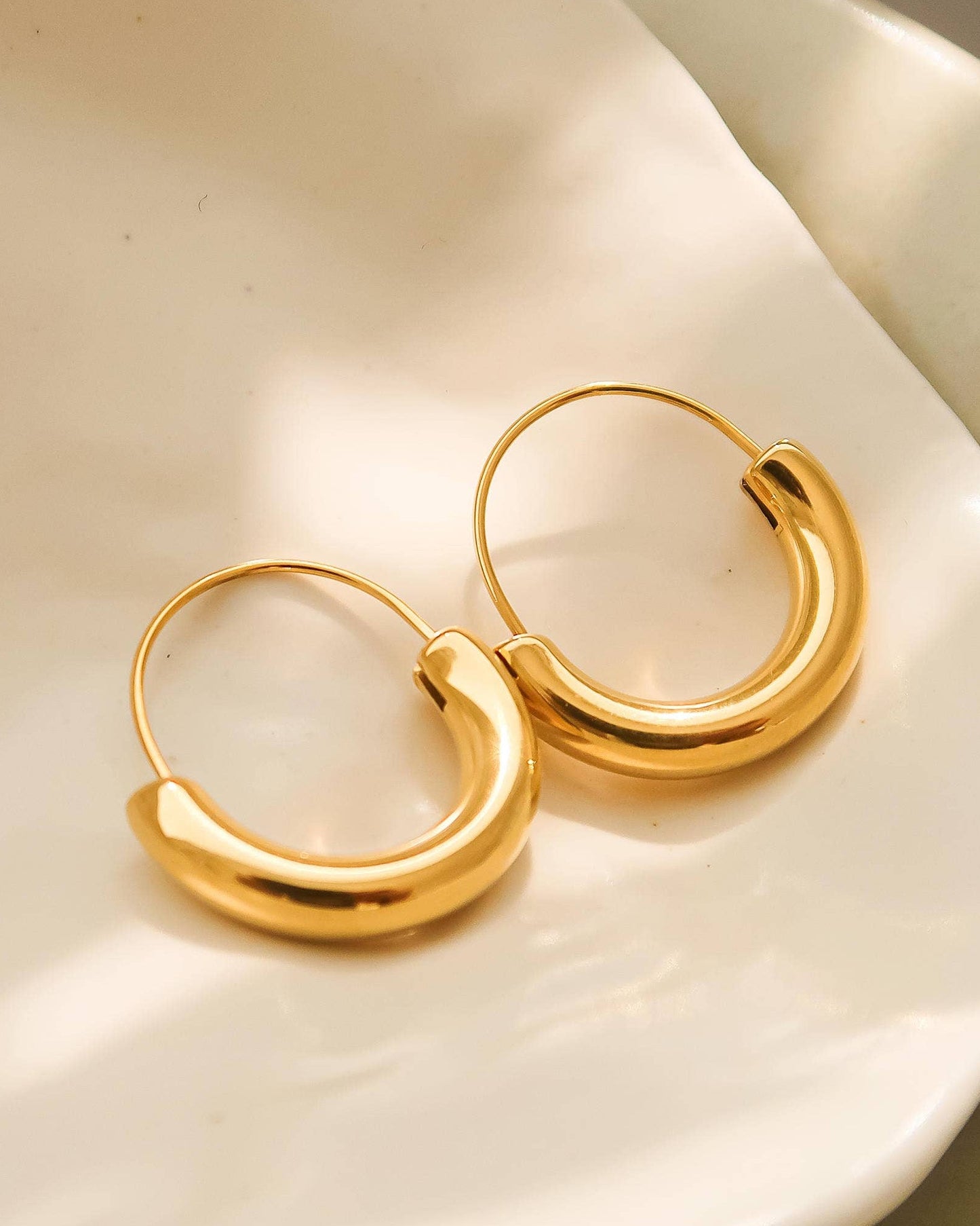 Mackenzie 18K Non-Tarnish U-Shape Hoop Earring