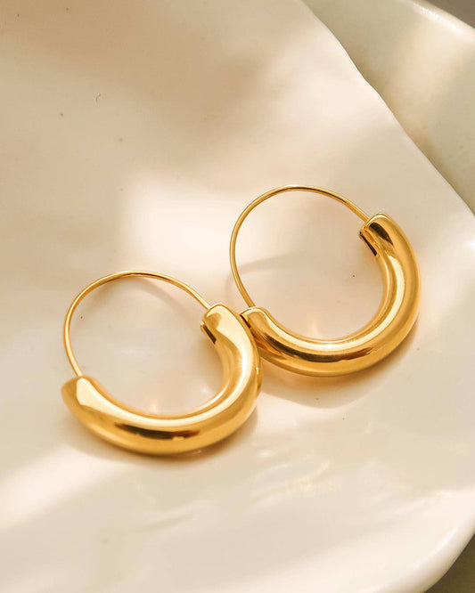 Mackenzie 18K Non-Tarnish U-Shape Hoop Earring