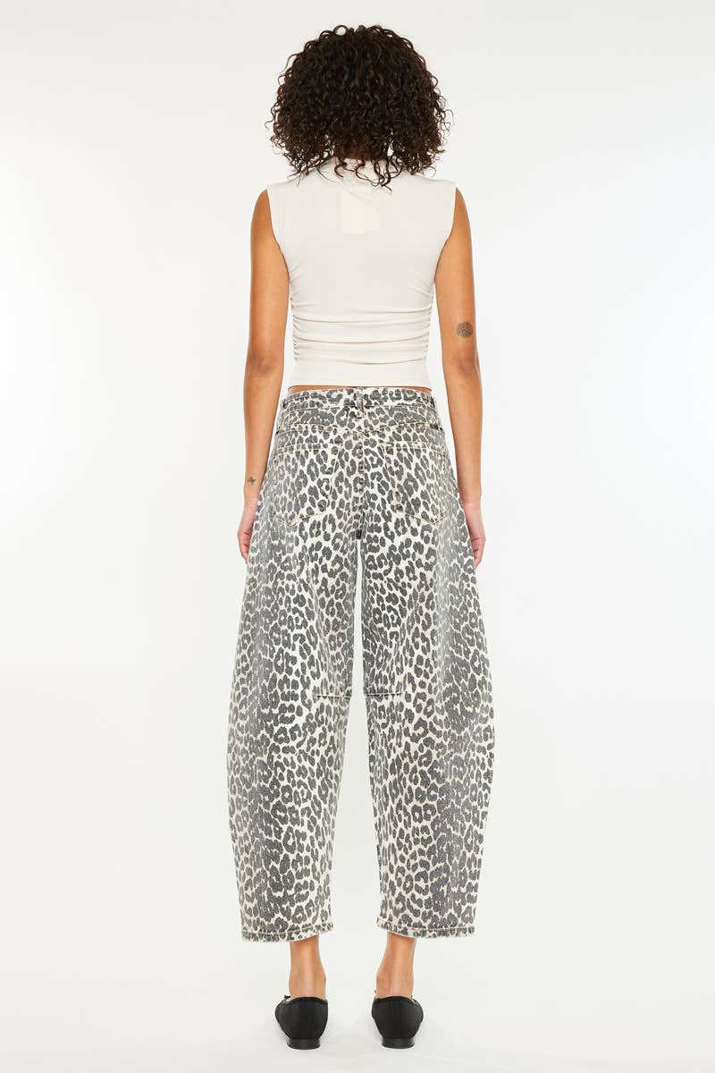High Rise Leopard Horseshoe Jeans