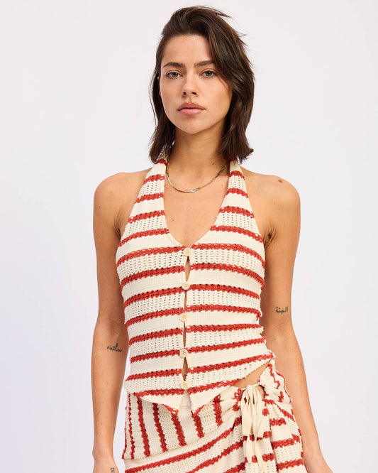 Striped Knit Halter Top