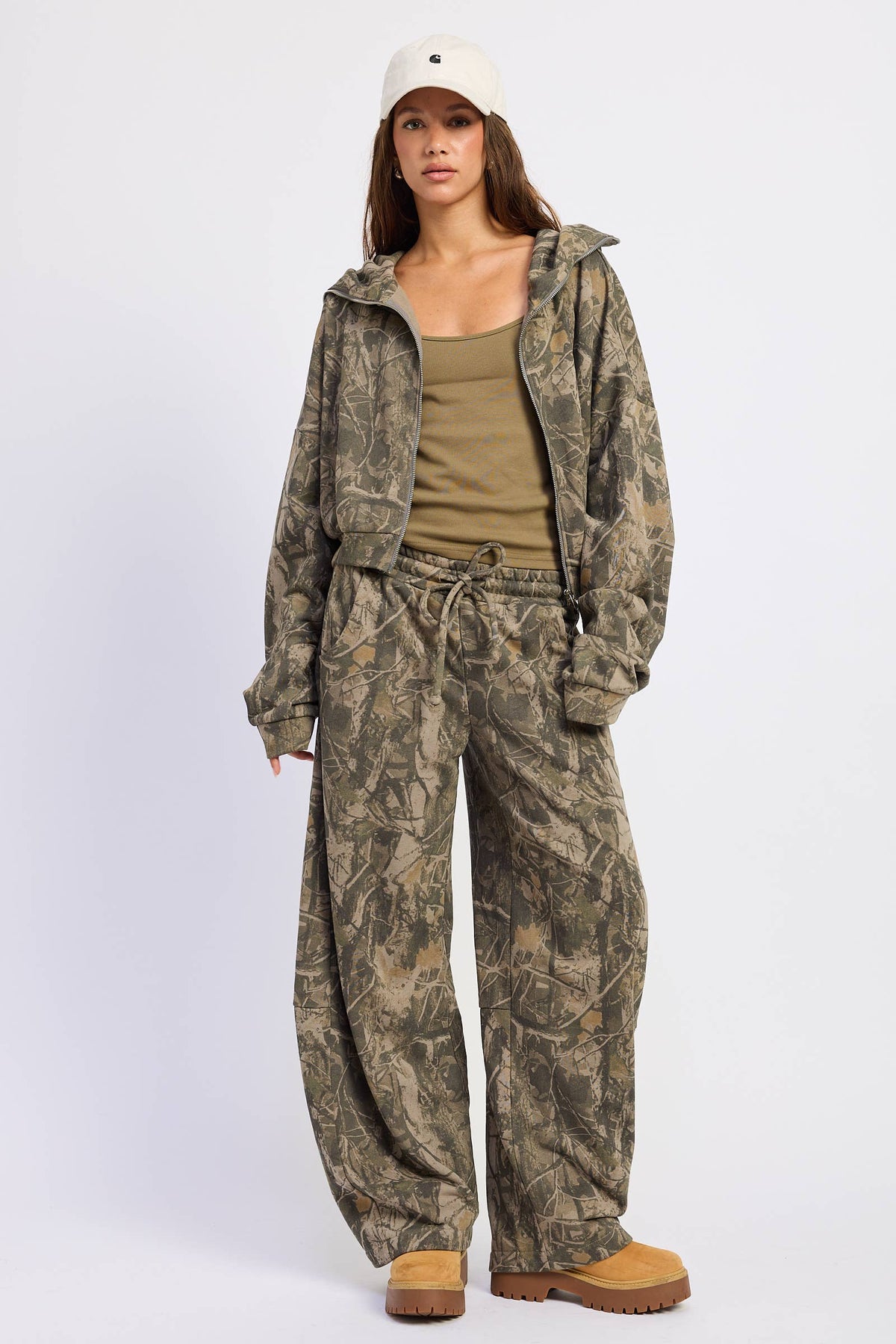 HIGH NECK ZIP UP CAMO JACKET