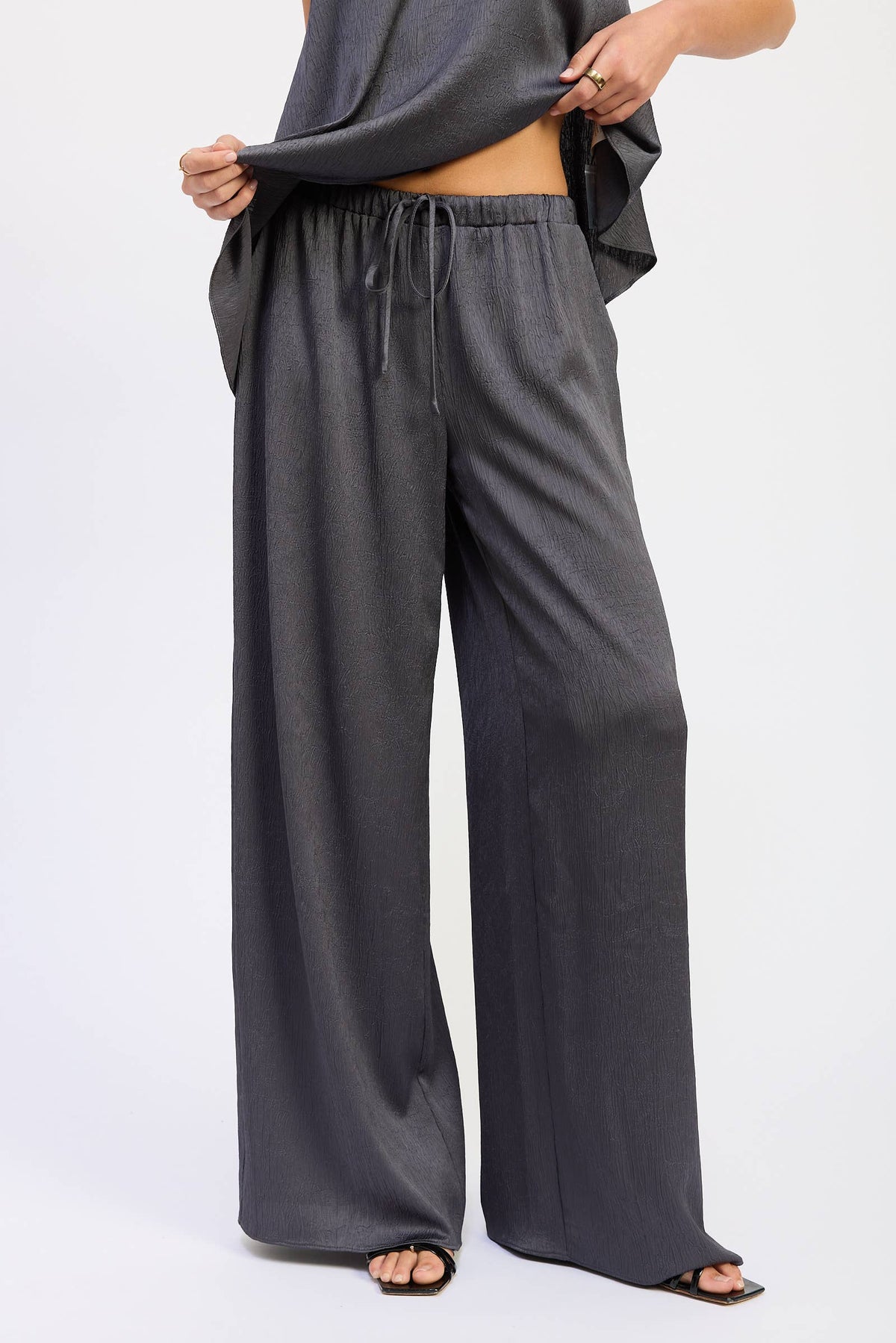 SATIN DRAWSTRING PANTS