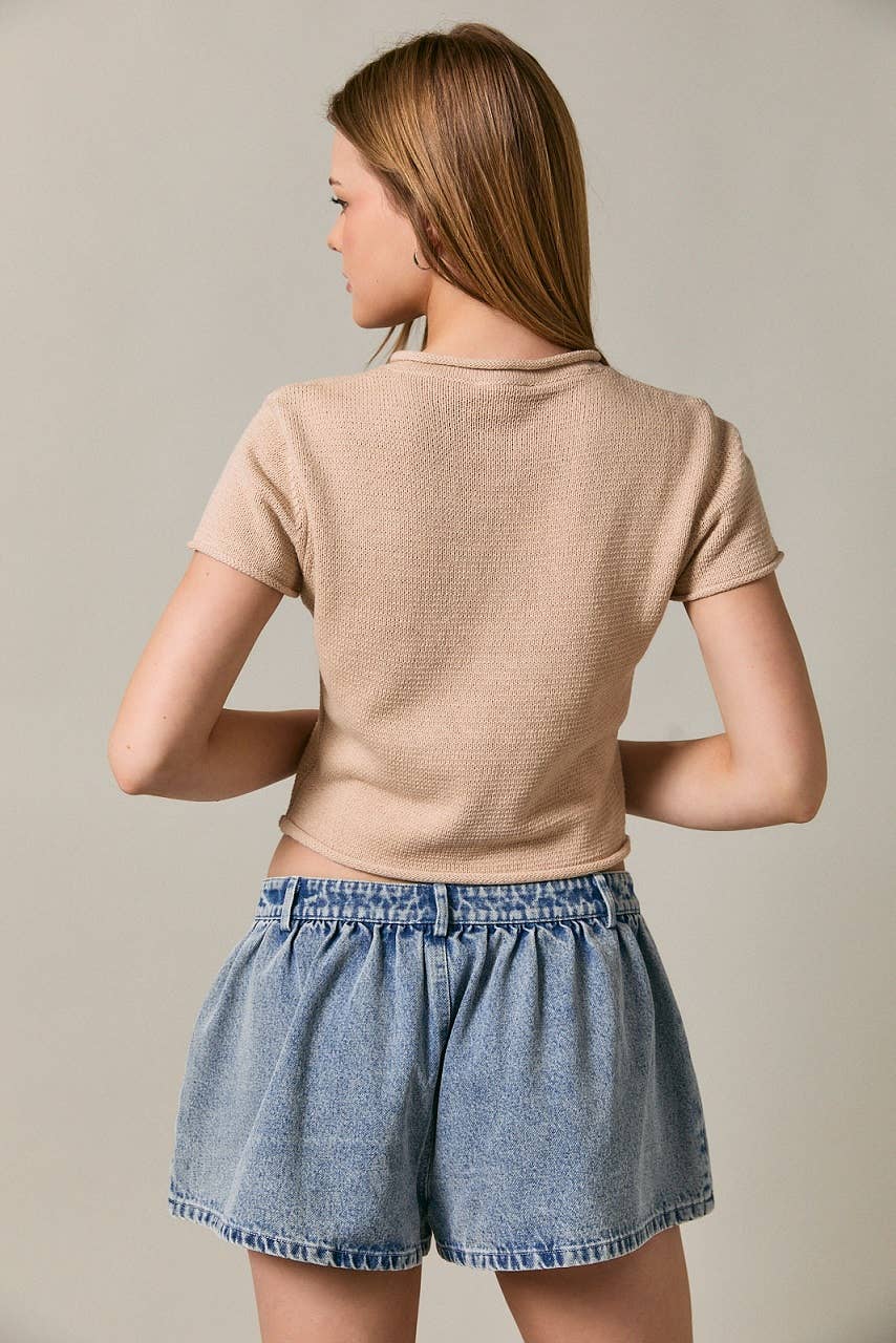 Cap Sleeve Button Down Cardigan