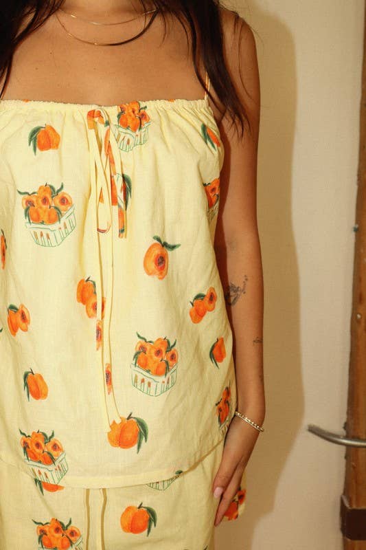 Peach Print Tie-Front Cami