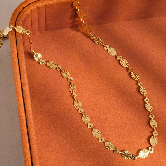 Bise 18K Gold Non-Tarnish Classic Oval Chain Necklace
