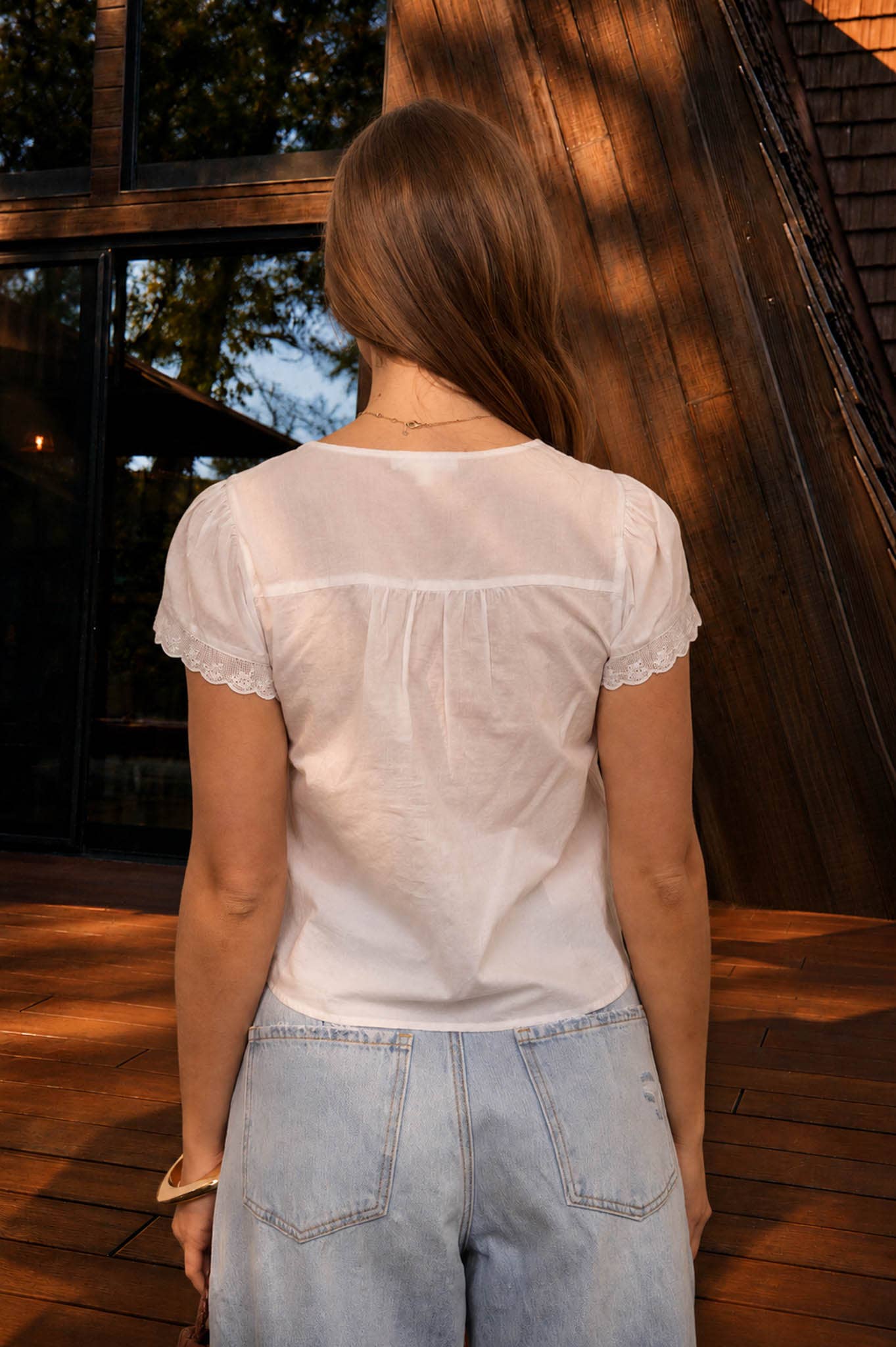 Scalloped Embroidered Front Tie