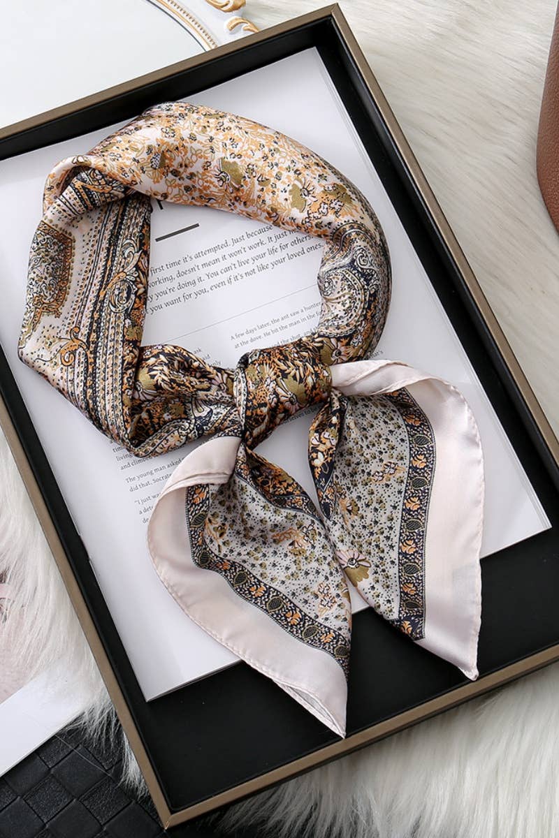 Paisley Print Silk Square Scarf – Vintage Style for Resale