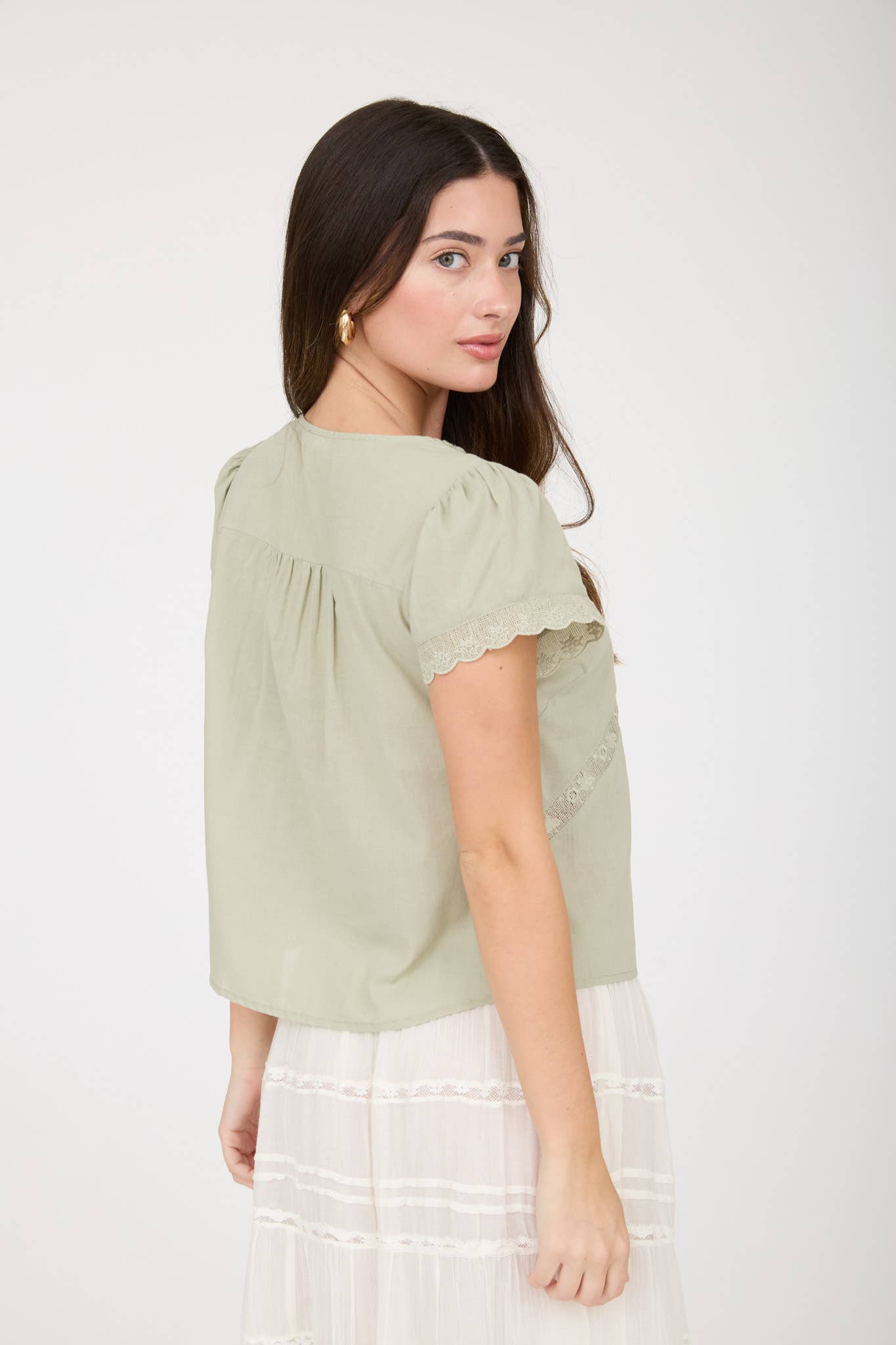 Scalloped Embroidered Top