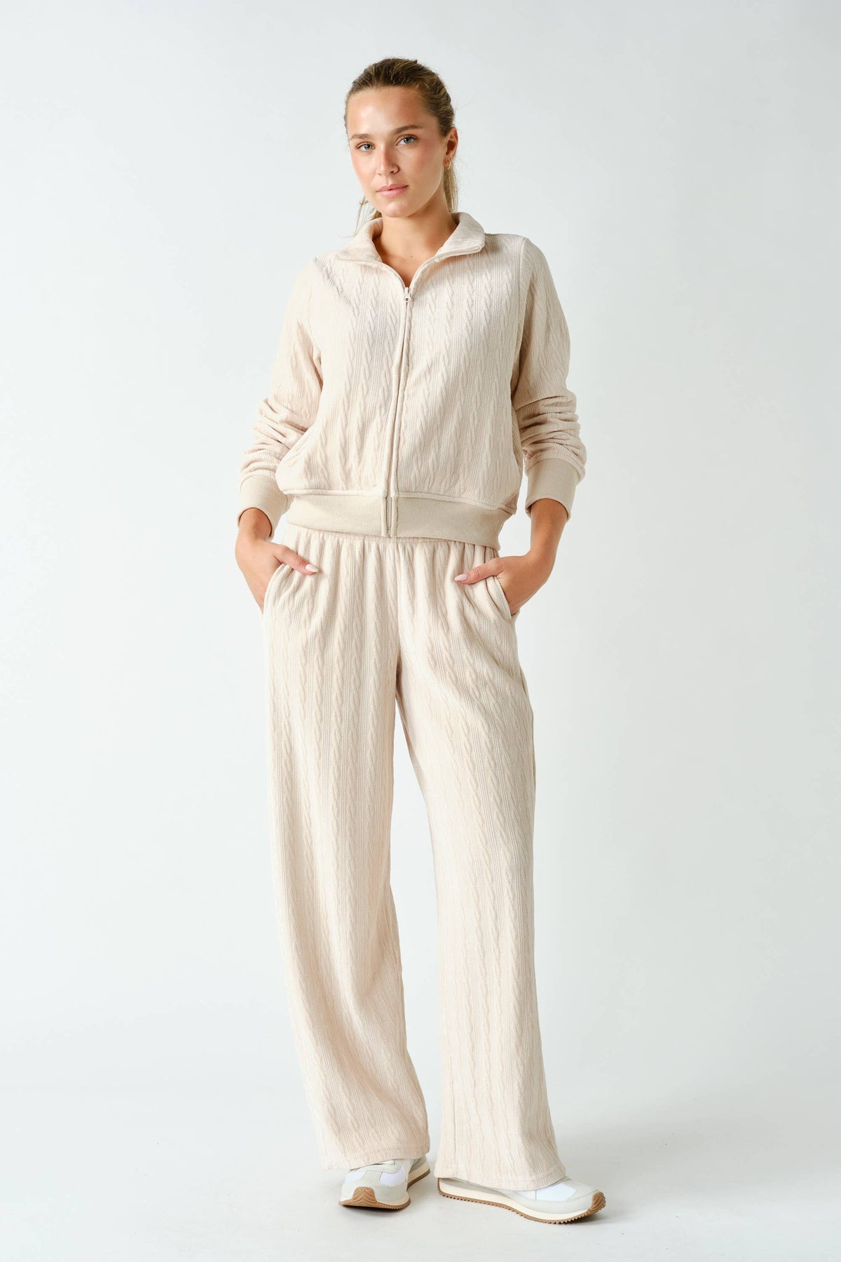 Groove-Track Textured Zip-Up Jacket