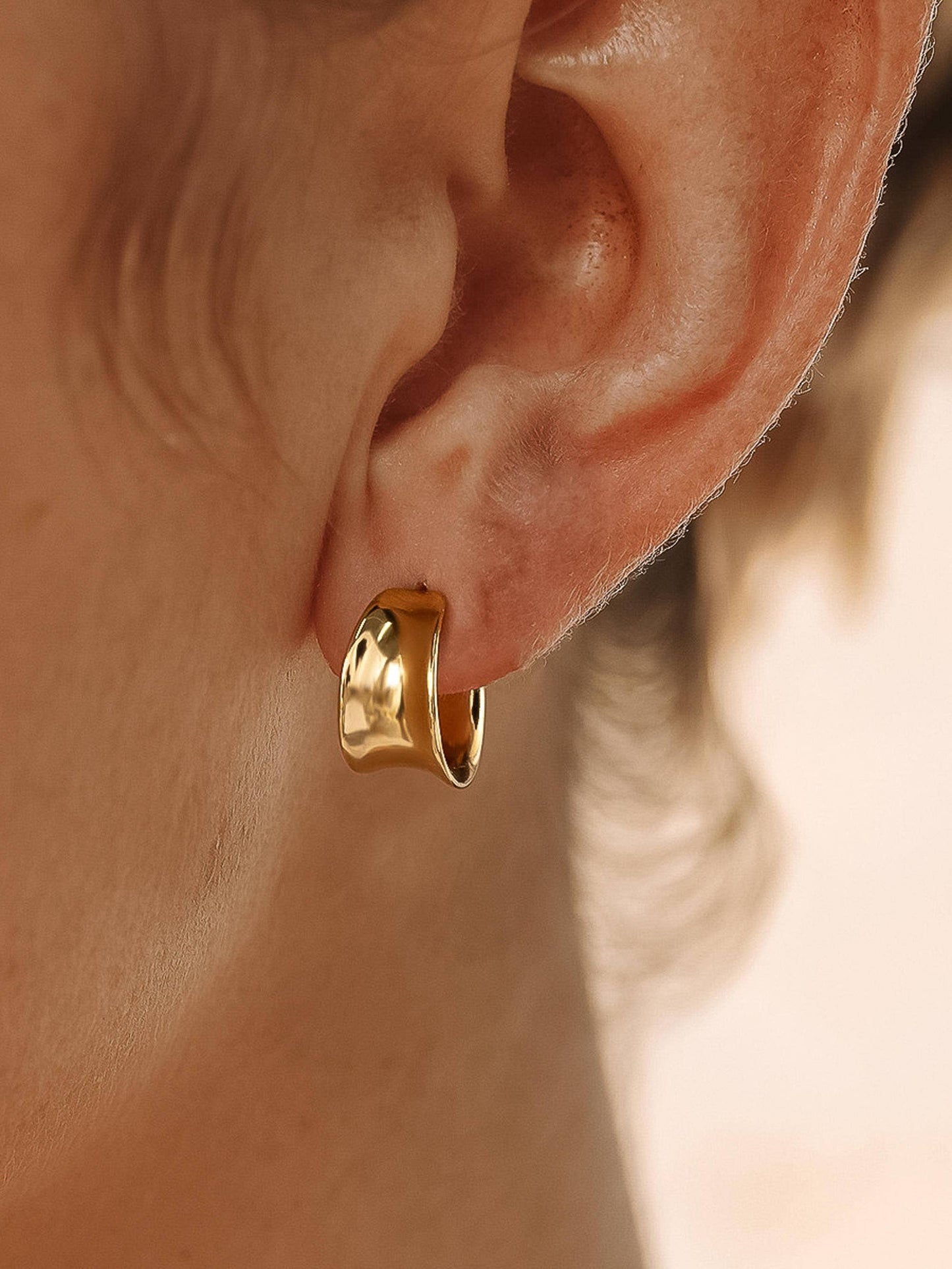 Yvaine Non-Tarnish Wide Dome Hoop Earrings