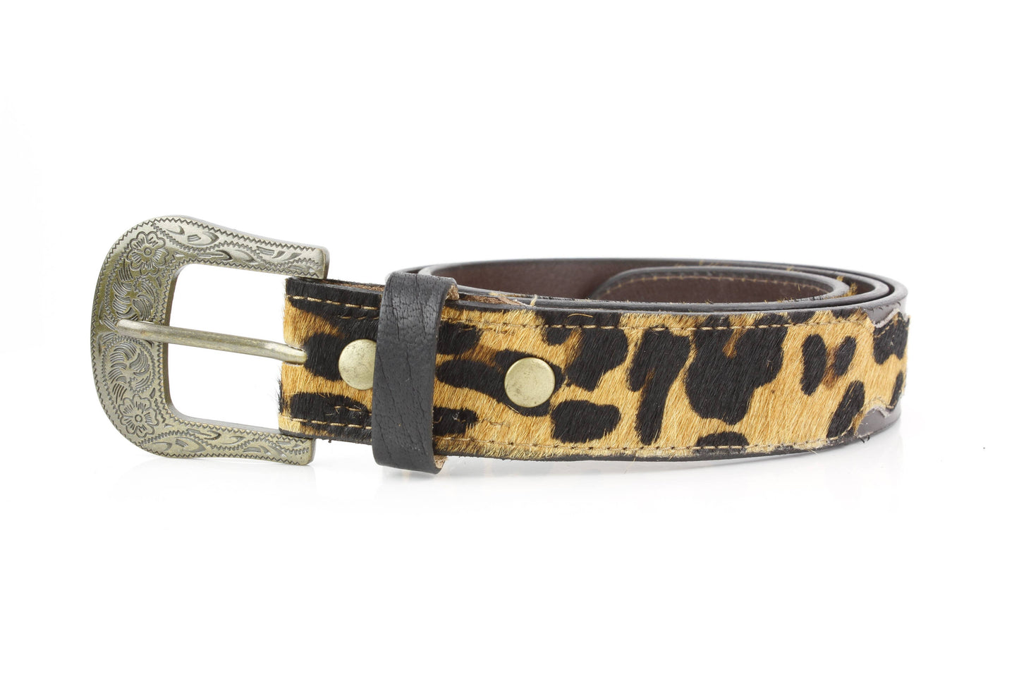 Western Black Leather Belt Hair-on-Hide