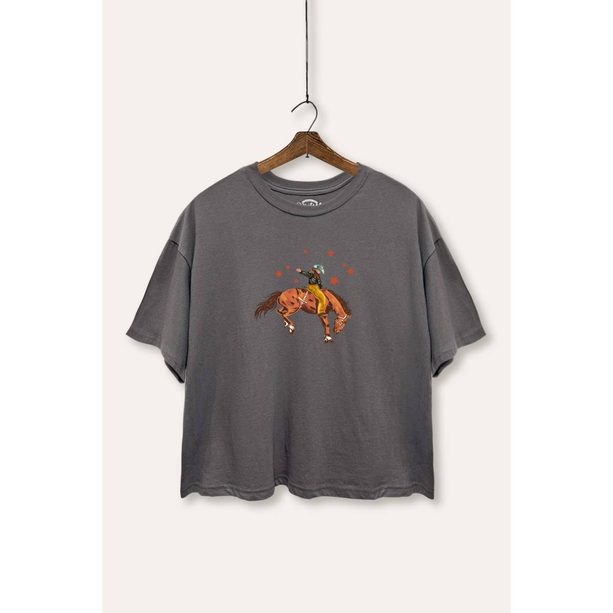 Rodeo Cowboy Stars Western Graphic Boxy Crop Top