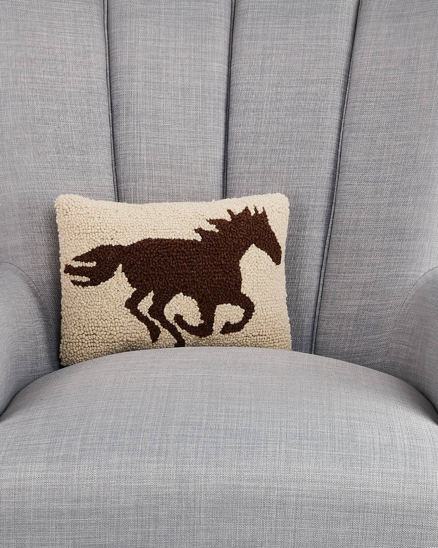 Racehorse Brown Silhouette Hook Pillow