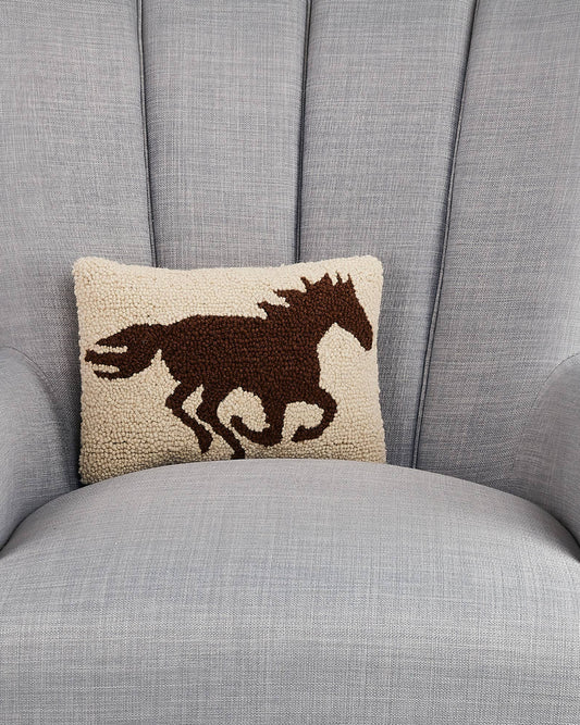 Racehorse Brown Silhouette Hook Pillow