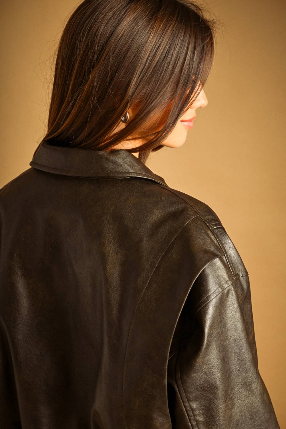 Leather bomber jacket