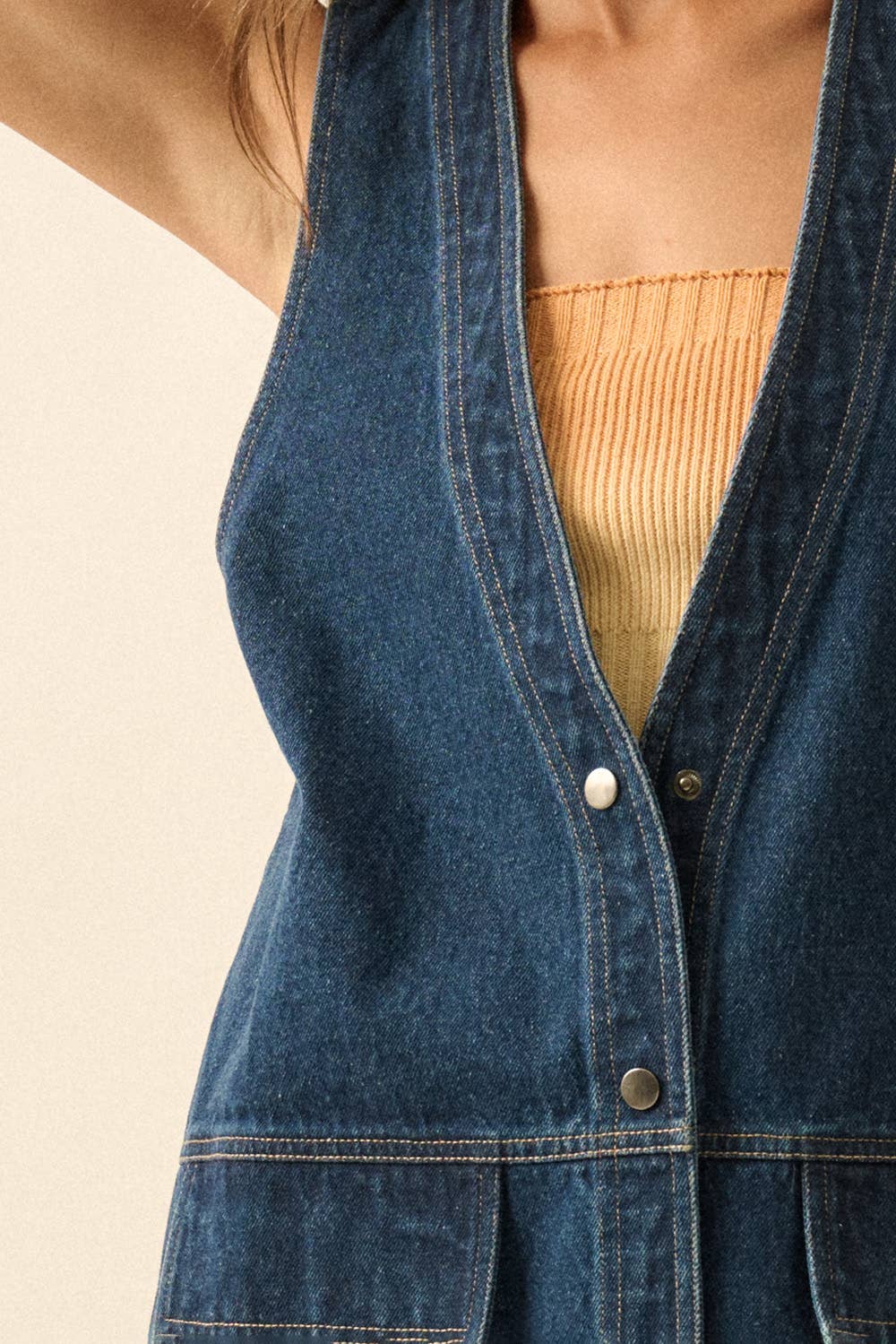 Denim Snap-Front Vest