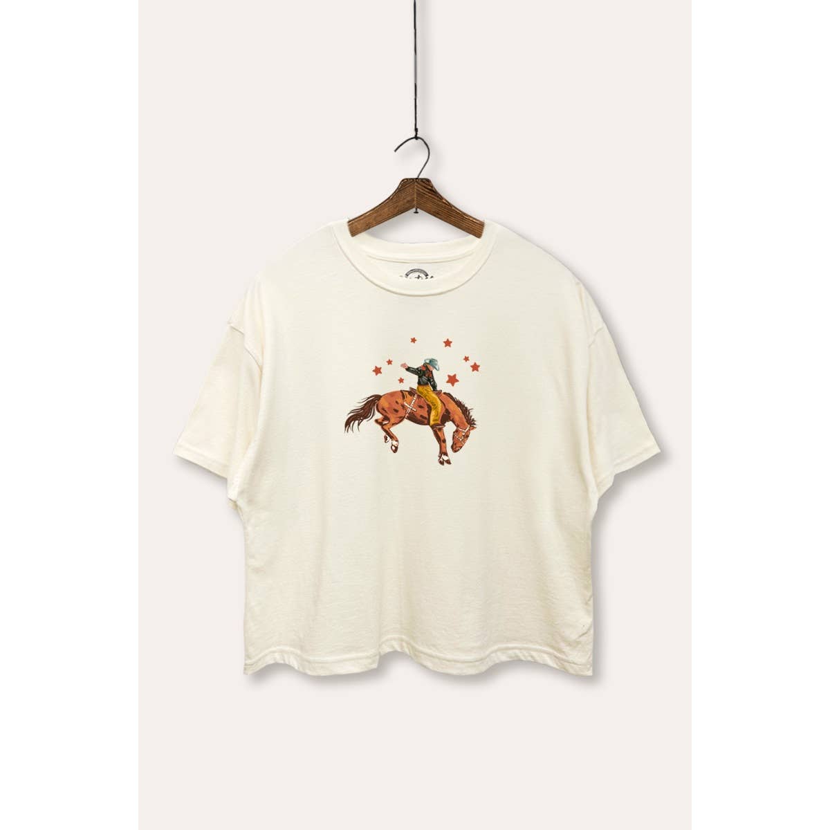 Rodeo Cowboy Stars Western Graphic Boxy Crop Top