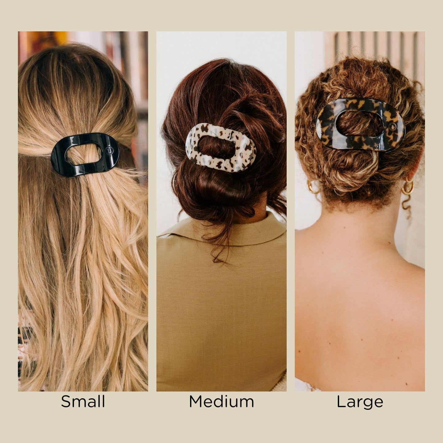 Almond Beige Round Flat Hair Clip | Large